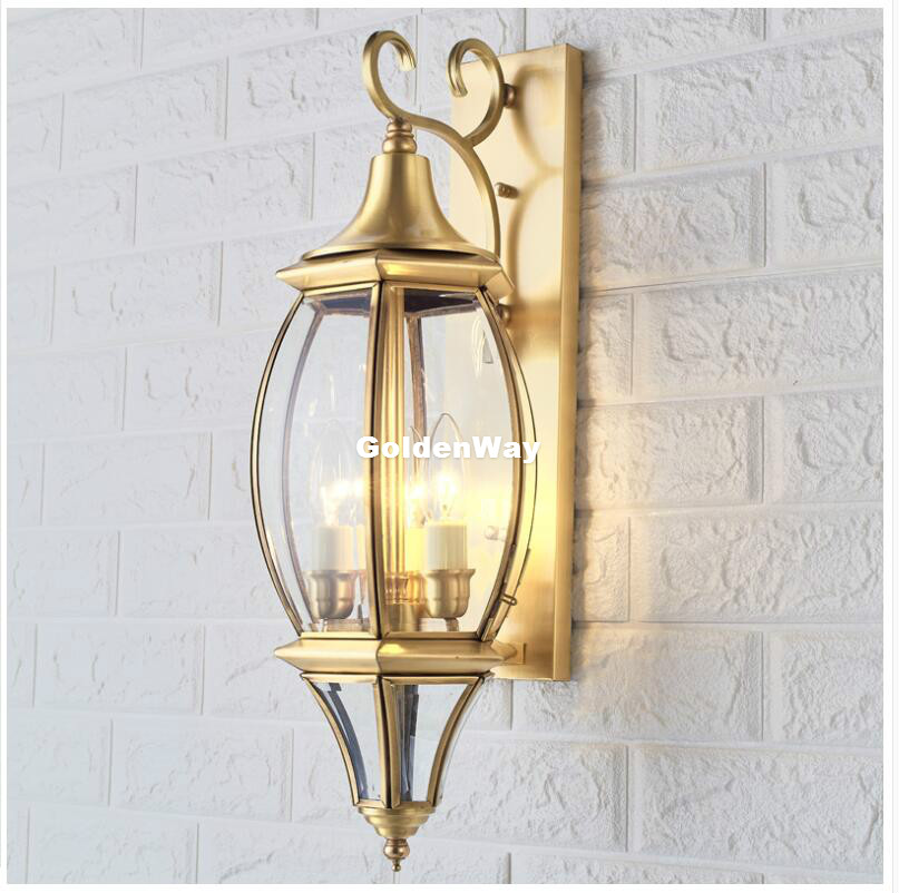 Outdoor Lighting Brass - Antik Pirinç Duvar Lambası Açık/Kapalı LED
