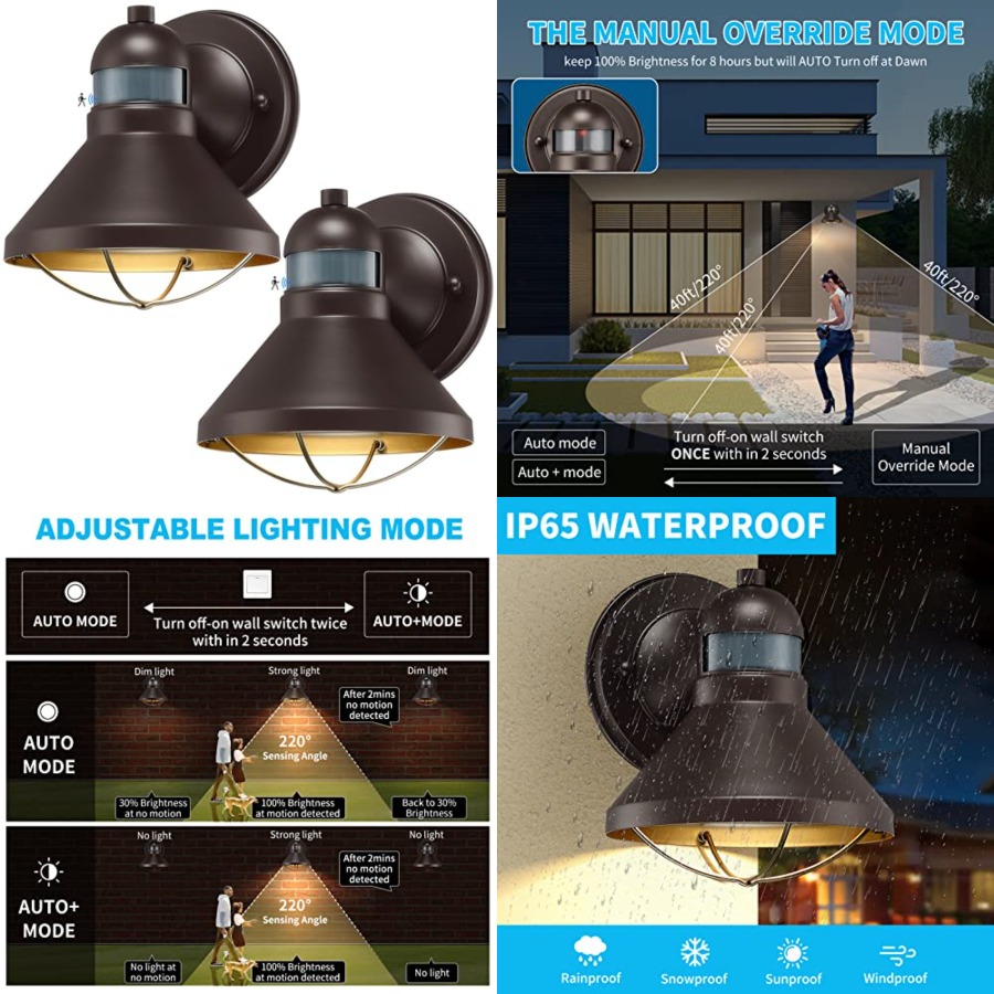 Outdoor Lighting Led Fixtures - 2'li Paket Hareket Sensörlü Dış Mekan